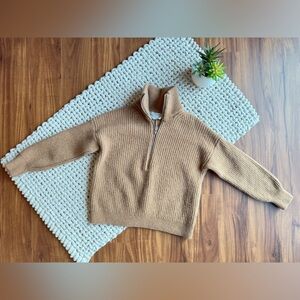 Everlane | The Half-Zip Seater in Luxe 100% Merino Wool Deep Camel XS